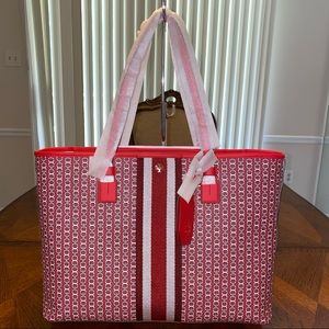 NWT Tory Burch Gemini Link Top Zip Tote Dutch Red